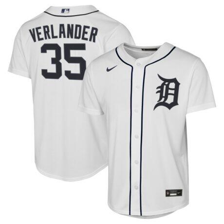 Justin Verlander Detroit Tigers Nike Youth Home Replica Jersey - White - Front View