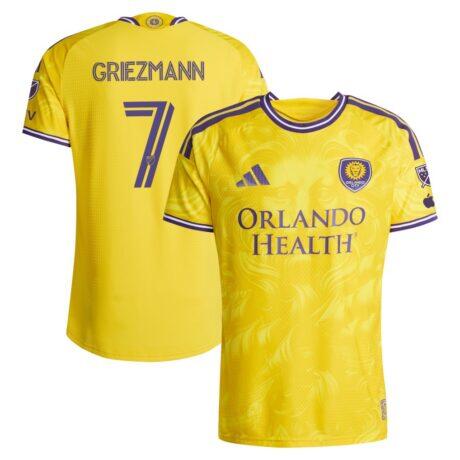 Antoine Griezmann Orlando City SC adidas 2026 Sunken Treasure Kit On-Field Authentic Jersey - Yellow - Front View