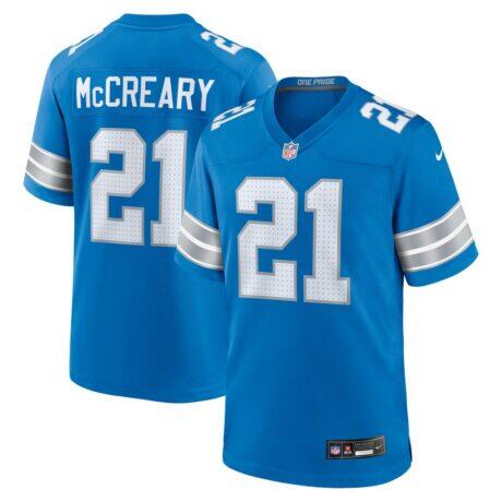 Roger McCreary Detroit Lions Nike Team Game Jersey - Blue - Front View