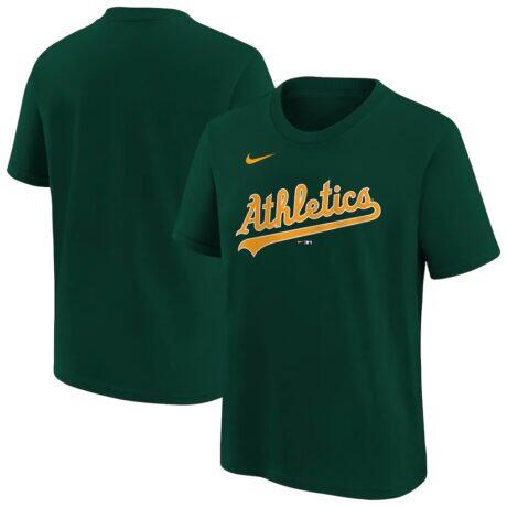 Athletics Nike Youth Wordmark T-Shirt - Green - Front View