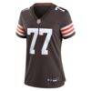 Zion Johnson Cleveland Browns Nike Women's Team Game Jersey - Brown - Side View
