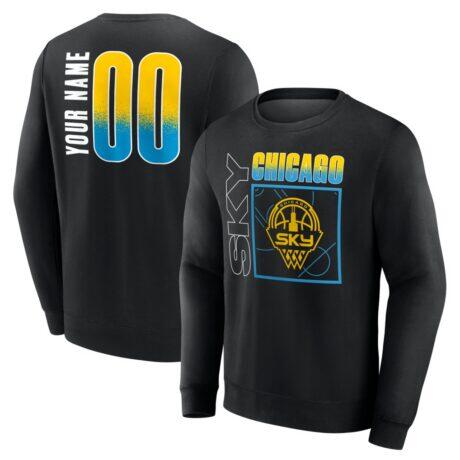 Chicago Sky Home Court Pop Personalized Name & Number Sweatshirt - Black - Front View