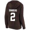 Shedeur Sanders Cleveland Browns Fashion7 Women's Plus Size Player Name & Number Notch Neck Hoodie - Brown - Detail View