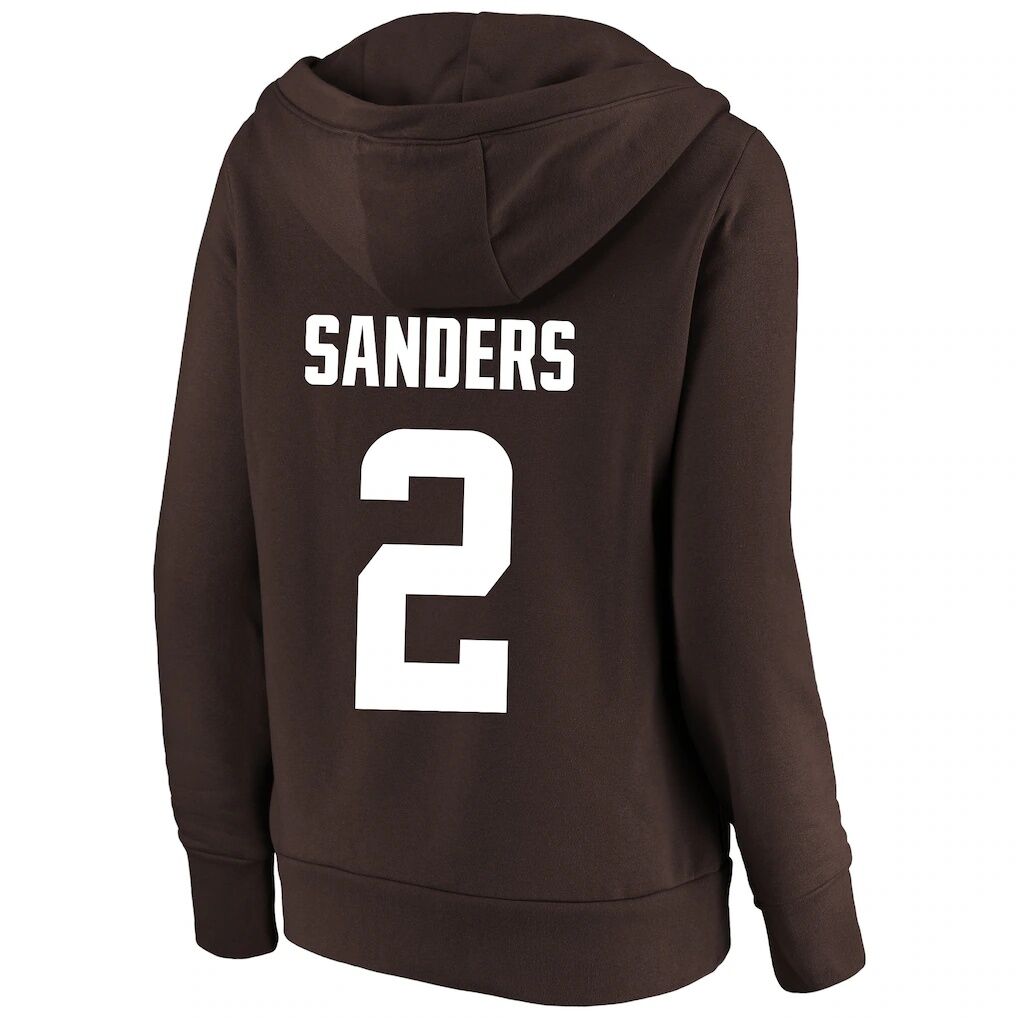 Shedeur Sanders Cleveland Browns Fashion7 Women's Plus Size Player Name & Number Notch Neck Hoodie