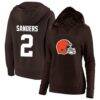 Shedeur Sanders Cleveland Browns Fashion7 Women's Plus Size Player Name & Number Notch Neck Hoodie - Brown - Front View