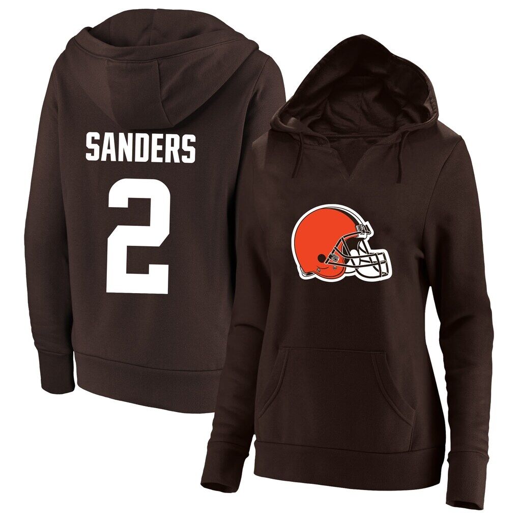 Shedeur Sanders Cleveland Browns Fashion7 Women's Plus Size Player Name & Number Notch Neck Hoodie