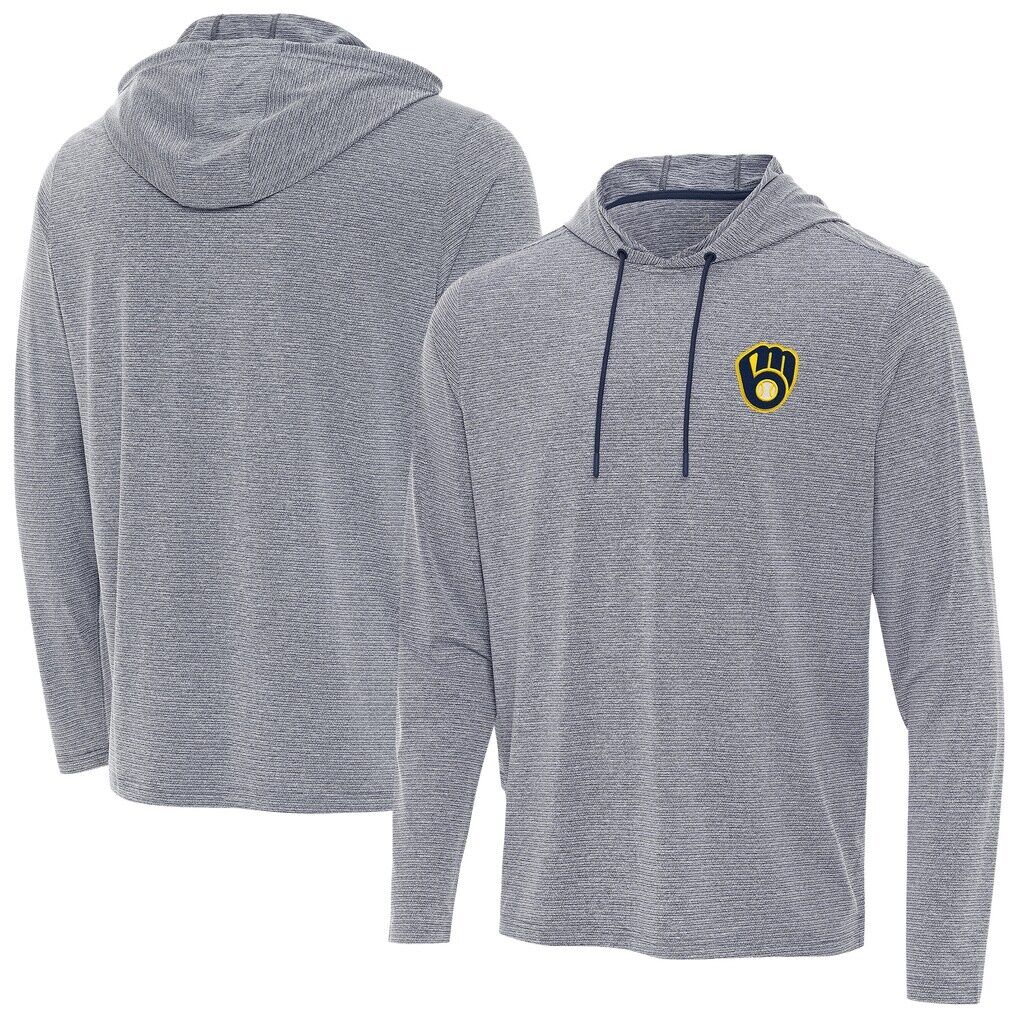 Milwaukee Brewers Antigua Changeover Hoodie - Heather Navy