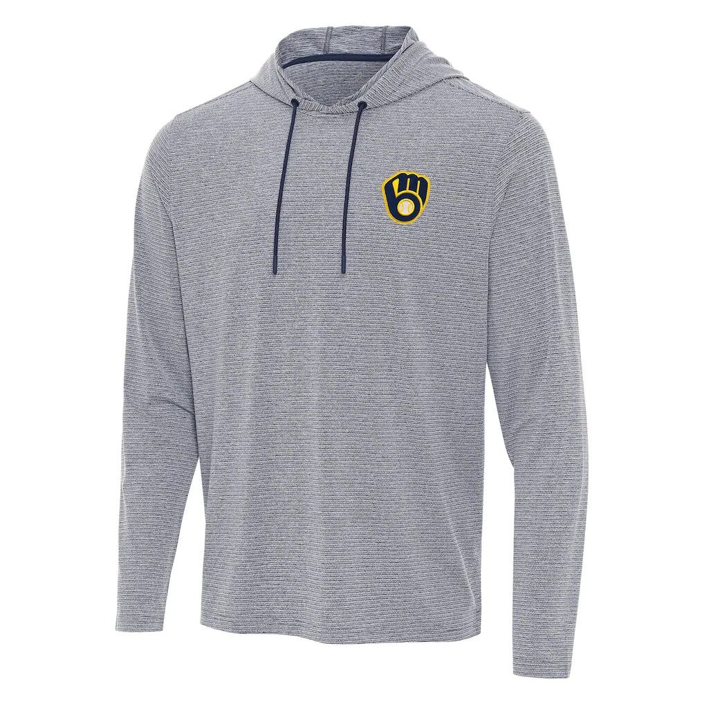 Milwaukee Brewers Antigua Changeover Hoodie - Heather Navy