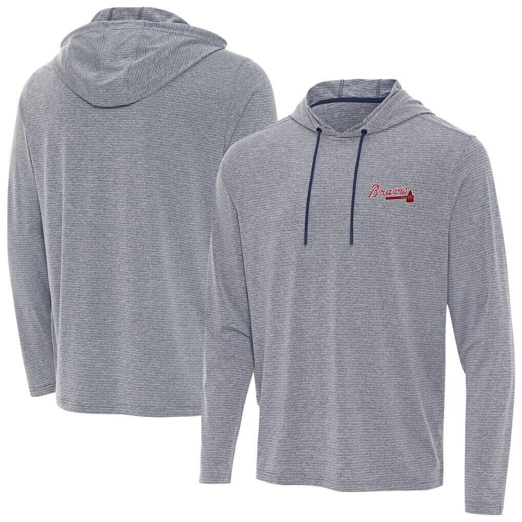 Atlanta Braves Antigua Changeover Hoodie - Heather Navy