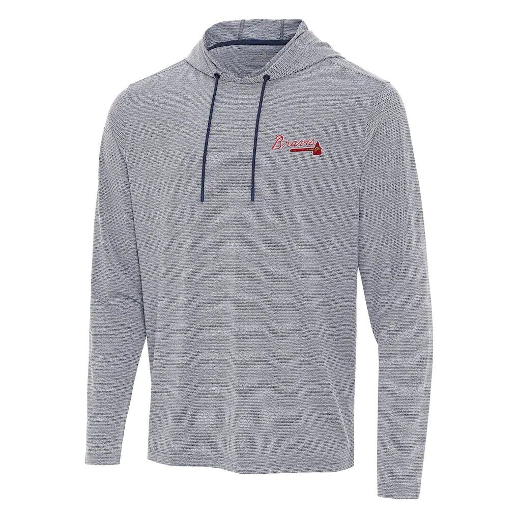 Atlanta Braves Antigua Changeover Hoodie - Heather Navy