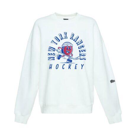 New York Rangers Hype and Vice Women's Action Mascot Oversized Sweatshirt - White - Front View