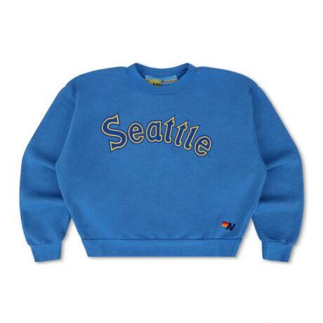 Seattle Mariners Aviator Nation x MLB Unisex Relaxed Tri-Blend Sweatshirt - - Front View