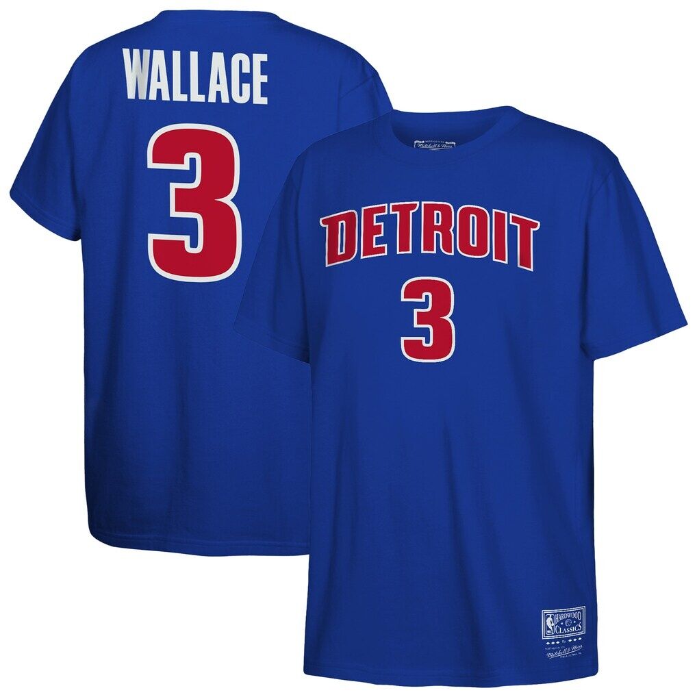 Ben Wallace Detroit Pistons Mitchell & Ness Youth Hardwood Classics Name & Number T-Shirt