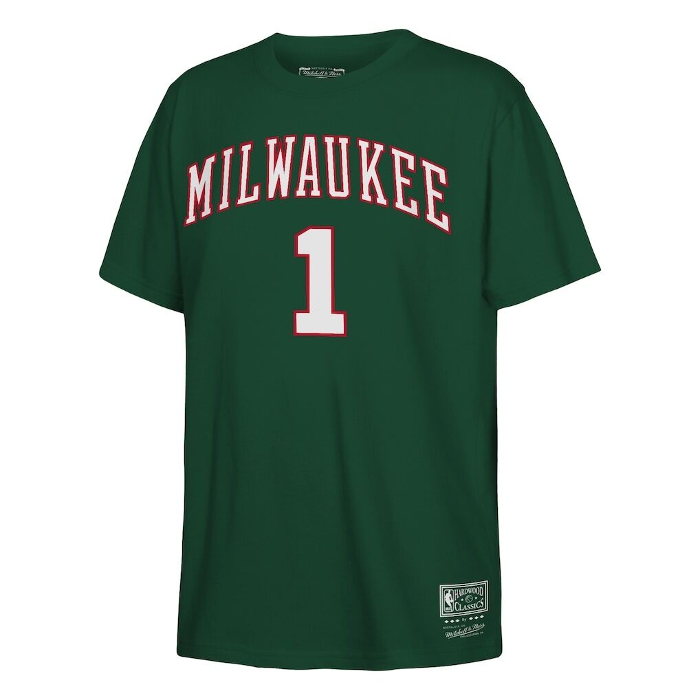 Oscar Robertson Milwaukee Bucks Mitchell & Ness Youth Hardwood Classics Name & Number T-Shirt  - Hunter Green