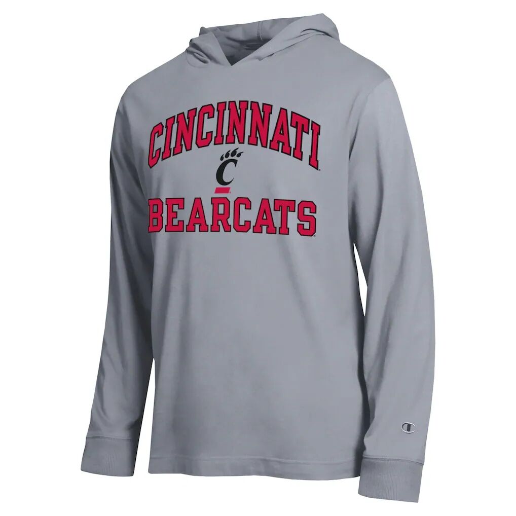 Cincinnati Bearcats Champion High Motor All-Star Long Sleeve Hooded T-Shirt - Heather Gray