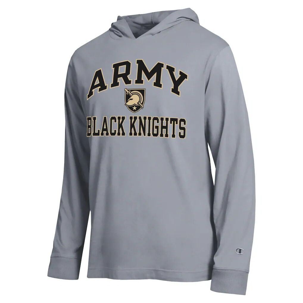 Army Black Knights Champion High Motor All-Star Long Sleeve Hooded T-Shirt - Heather Gray