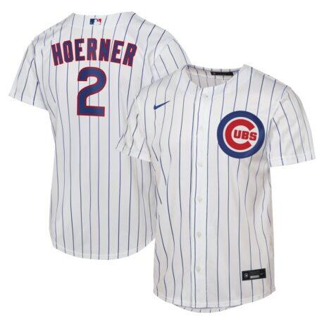 Nico Hoerner Chicago Cubs Nike Youth Home Replica Jersey - White - Front View