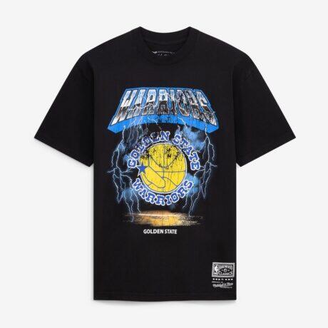 Golden State Warriors Mitchell & Ness Lightning T-Shirt - Black - Front View