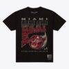 Miami Heat Mitchell & Ness Hardwood Classics Ball Out T-Shirt - Black - Front View