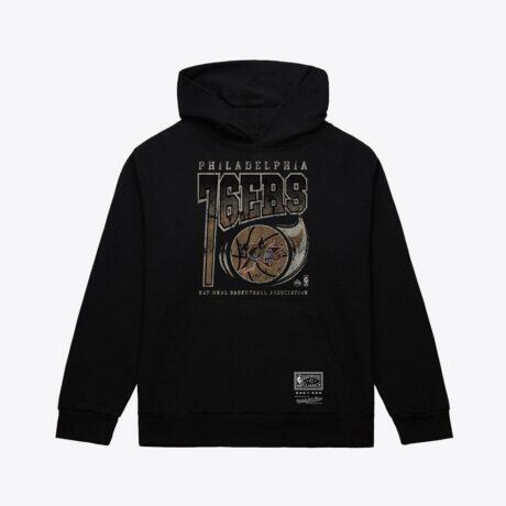 Philadelphia 76ers Mitchell & Ness Ball Out Hoodie - Black - Front View
