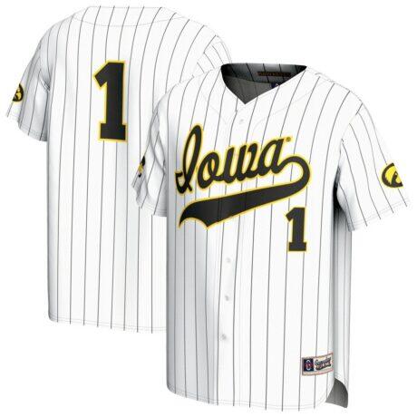 Iowa Hawkeyes GameDay Greats Unisex Lightweight Collegiate Baseball Fashion Jersey - White - Front View