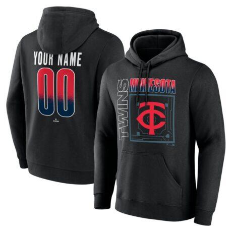 Minnesota Twins Big & Tall Home Field Pop Personalized Name & Number Hoodie - Black - Front View
