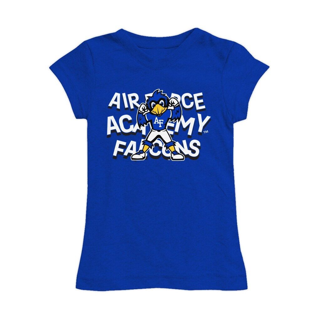 Air Force Falcons Vive La Fete Girls Youth Mascot & Name Fitted T-Shirt - Royal