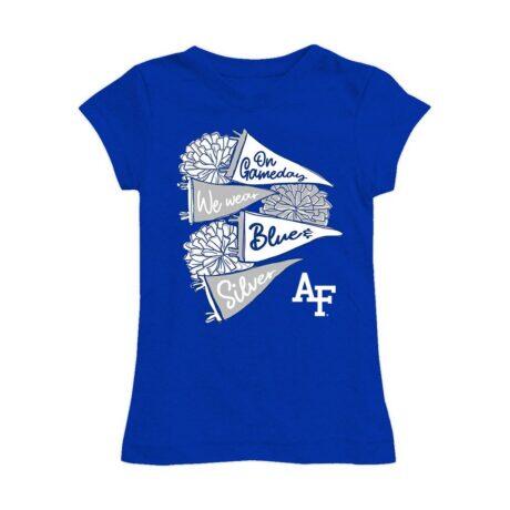 Air Force Falcons Vive La Fete Girls Youth Game Day Spirit Cheer Fitted T-Shirt - - Front View