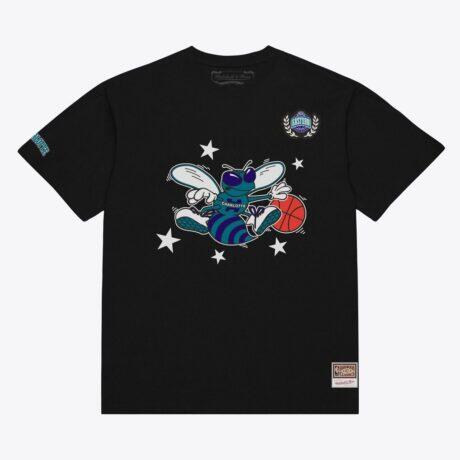 Charlotte Hornets Mitchell & Ness Pep Rally Premium T-Shirt - Black - Front View