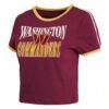 Washington Commanders WEAR by Erin Andrews Women's Cropped Throwback Ringer Baby T-Shirt - - Detail View
