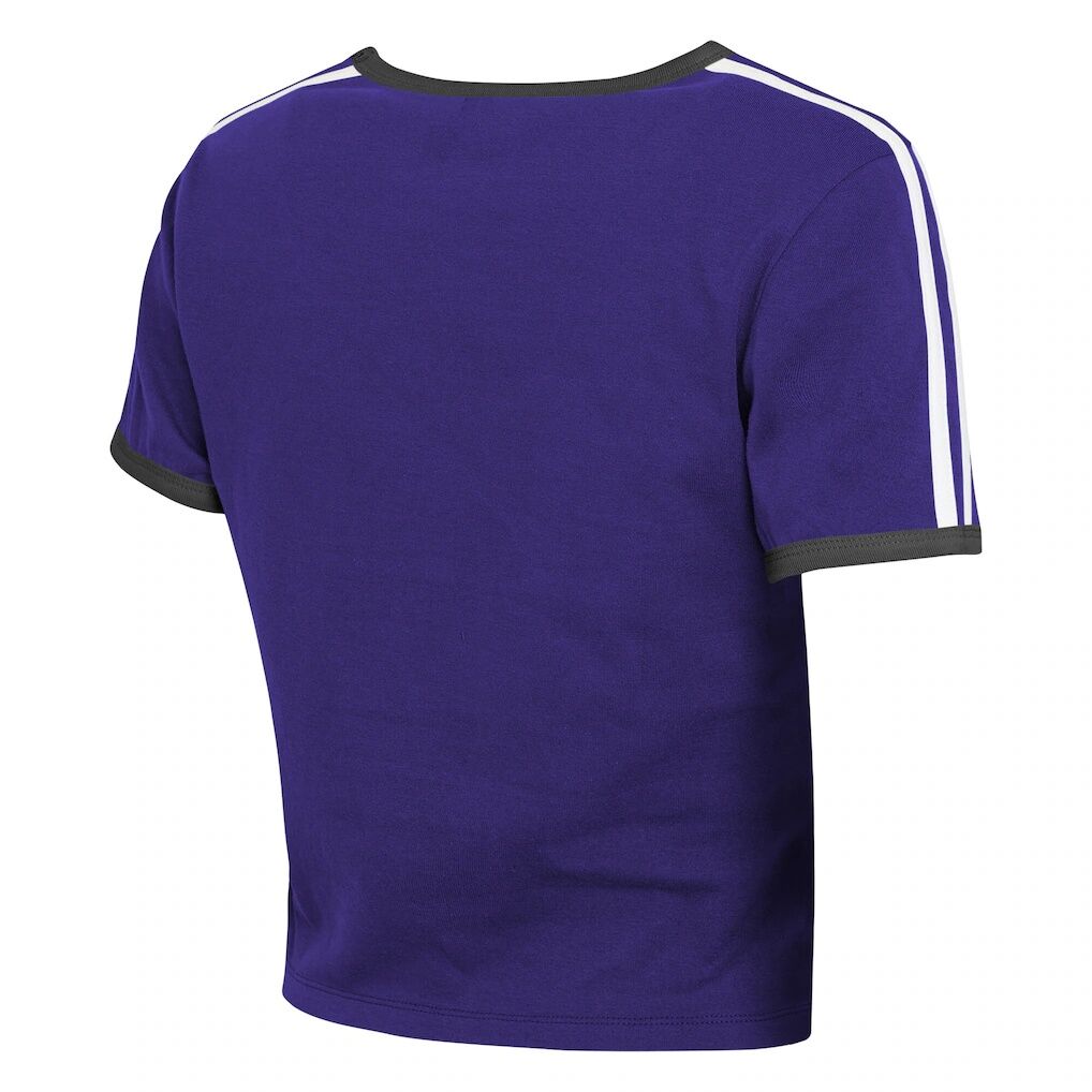 Baltimore Ravens WEAR by Erin Andrews Women's Cropped Throwback Ringer Baby T-Shirt
