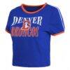 Denver Broncos WEAR by Erin Andrews Women's Cropped Throwback Ringer Baby T-Shirt - - Detail View
