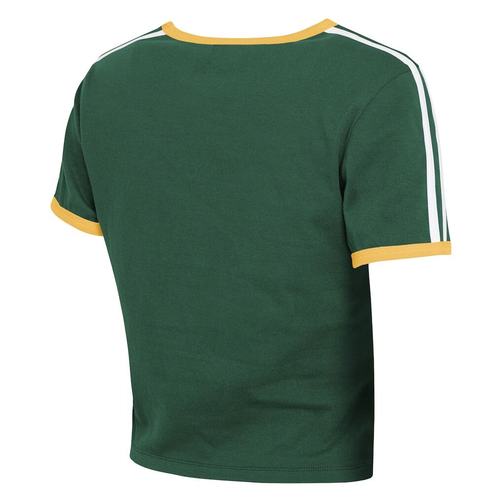 Green Bay Packers WEAR by Erin Andrews Women's Cropped Throwback Ringer Baby T-Shirt