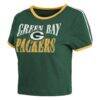 Green Bay Packers WEAR by Erin Andrews Women's Cropped Throwback Ringer Baby T-Shirt - Green - Detail View
