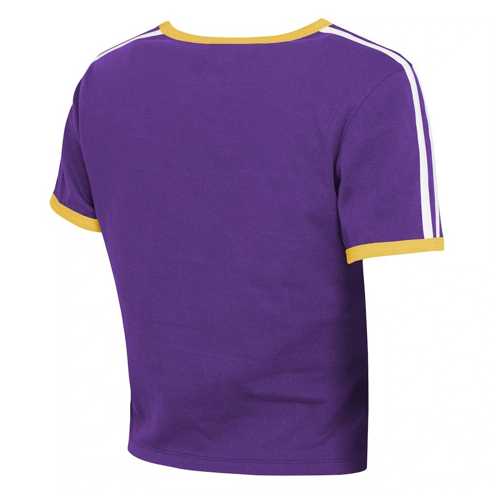 Minnesota Vikings WEAR by Erin Andrews Women's Cropped Throwback Ringer Baby T-Shirt