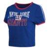 New York Giants WEAR by Erin Andrews Women's Cropped Ringer Baby T-Shirt - - Detail View