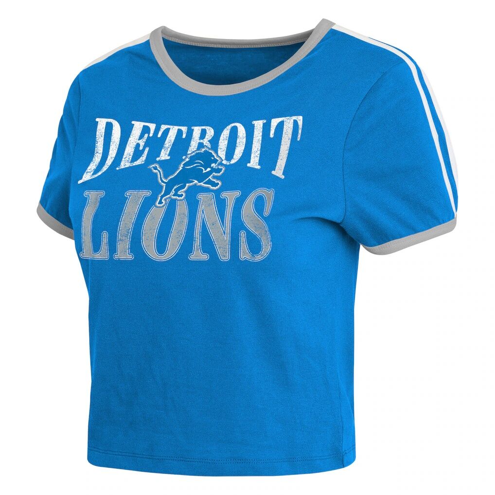 Detroit Lions WEAR by Erin Andrews Women's Cropped Ringer Baby T-Shirt