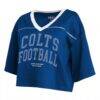 Indianapolis Colts WEAR by Erin Andrews Women's Cropped Jersey T-Shirt - - Detail View