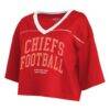 Kansas City Chiefs WEAR by Erin Andrews Women's Cropped Jersey T-Shirt - Red - Detail View