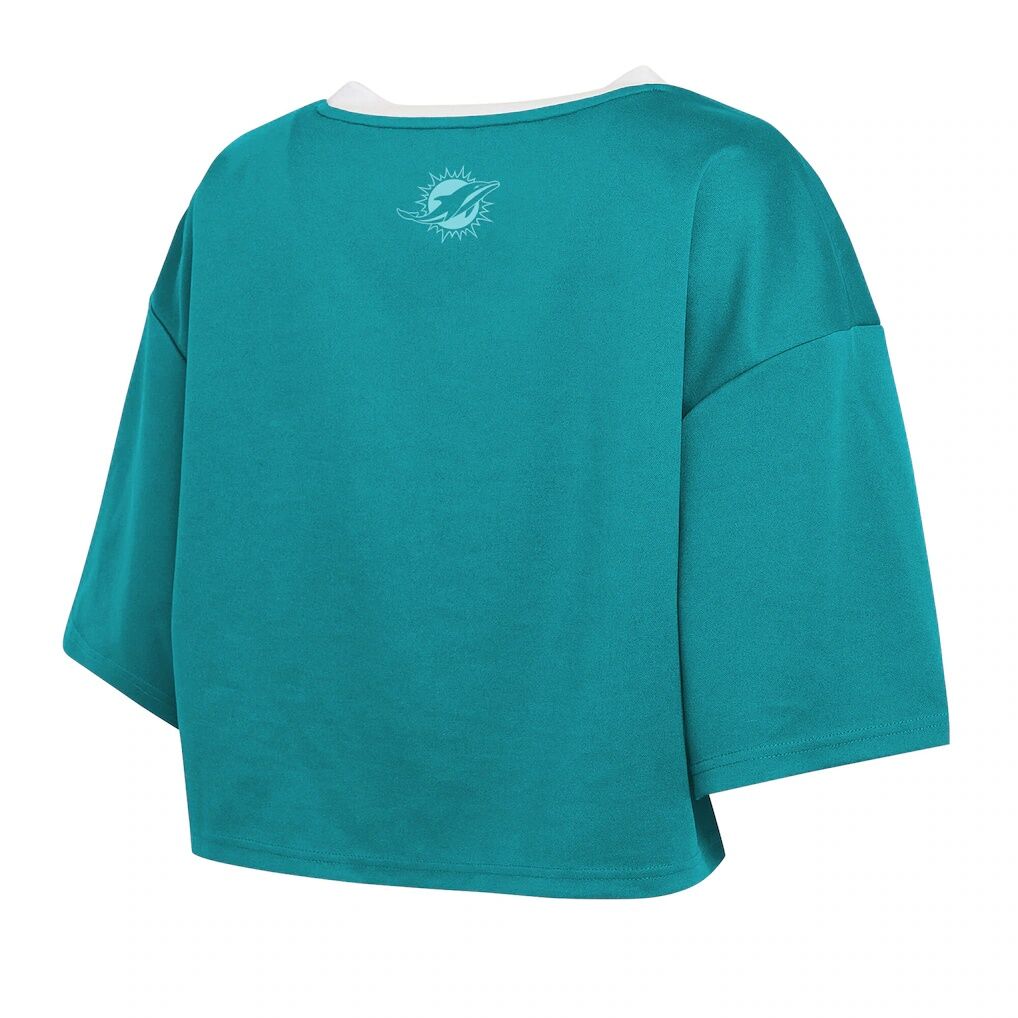 Miami Dolphins WEAR by Erin Andrews Women's Cropped Jersey T-Shirt - Aqua