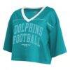 Miami Dolphins WEAR by Erin Andrews Women's Cropped Jersey T-Shirt - - Detail View