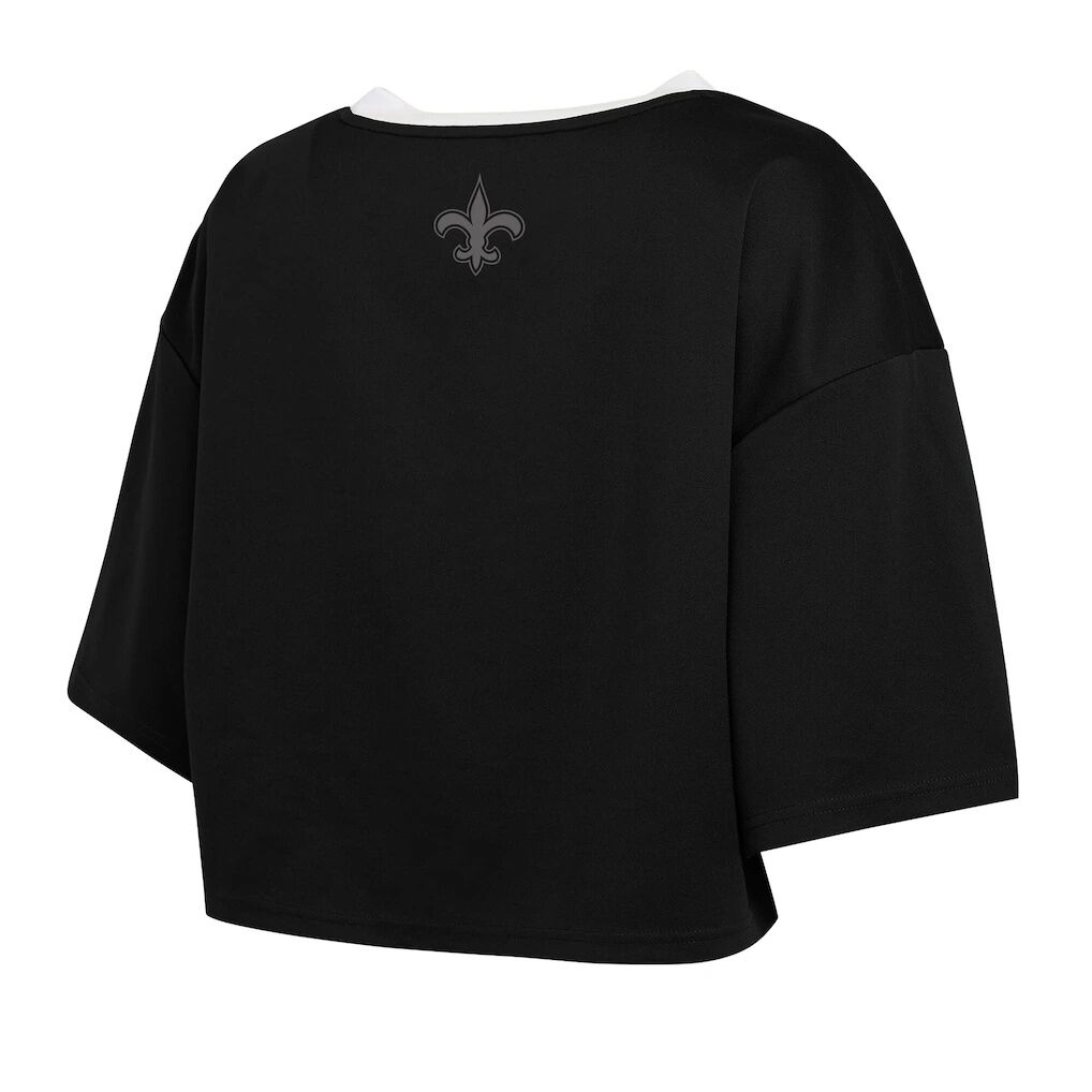 New Orleans Saints WEAR by Erin Andrews Women's Cropped Jersey T-Shirt