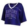 Baltimore Ravens WEAR by Erin Andrews Women's Cropped Jersey T-Shirt - Purple - Detail View