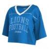 Detroit Lions WEAR by Erin Andrews Women's Cropped Jersey T-Shirt - Blue - Detail View