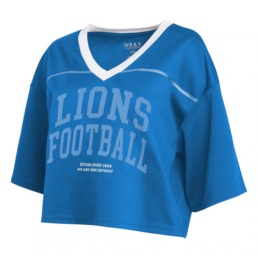 Detroit Lions WEAR by Erin Andrews Women's Cropped Jersey T-Shirt