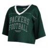 Green Bay Packers WEAR by Erin Andrews Women's Cropped Jersey T-Shirt - Green - Detail View