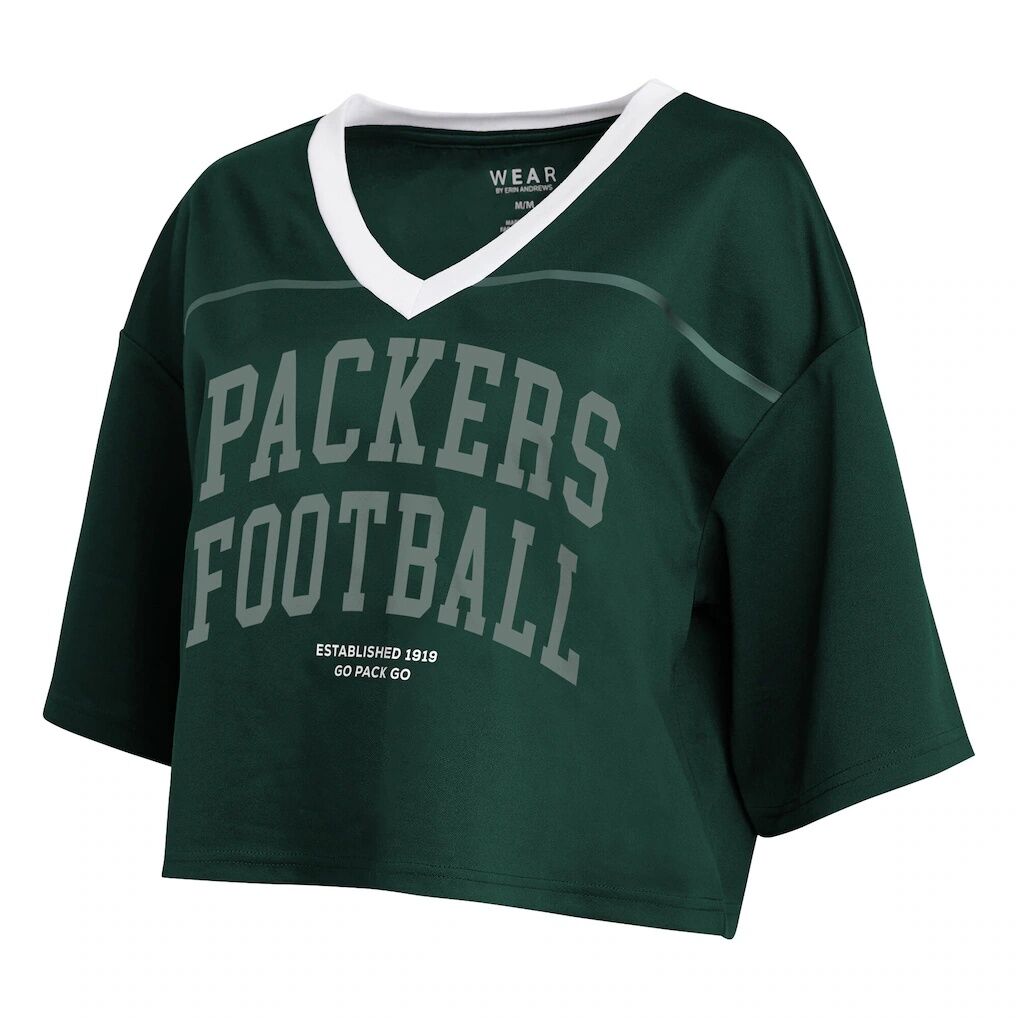 Green Bay Packers WEAR by Erin Andrews Women's Cropped Jersey T-Shirt