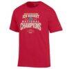 Denver Pioneers Champion 2026 NCAA Frozen Four Men's Ice Hockey National Champions Jersey T-Shirt - Crimson - Side View