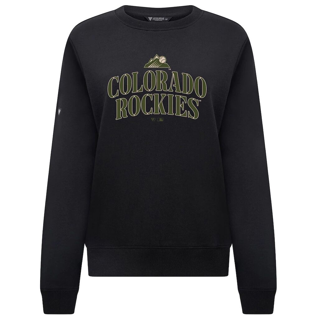 Colorado Rockies Levelwear Women’s 2026 Armed Forces Day Yvette Stencil Art Tri-Blend Sweatshirt