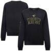 Toronto Blue Jays Levelwear Women's 2026 Armed Forces Day Yvette Stencil Art Tri-Blend Sweatshirt - Black - Front View